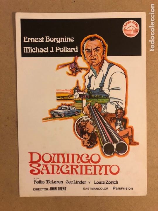 Kino: DOMINGO SANGRIENTO (ERNEST BORGNINE). GU&Iacute;A PUBLICITARIA DE LA PEL&Iacute;CULA, IDEAL PARA ENMARCAR.