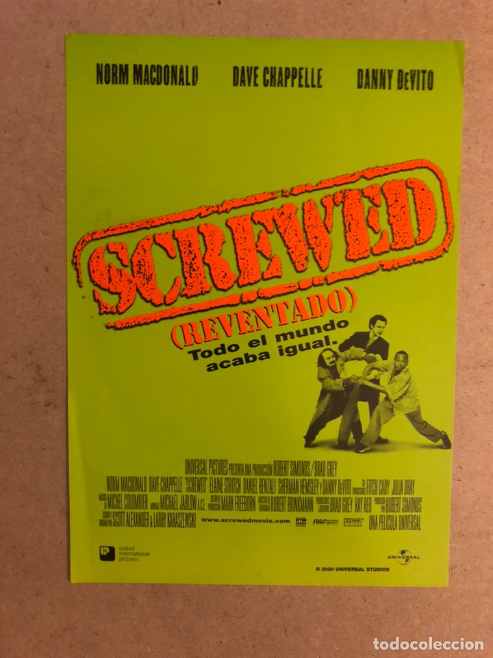 Cinema: SCREWED (REVENTADO). GU&Iacute;A PUBLICITARIA DE LA PEL&Iacute;CULA, IDEAL PARA ENMARCAR.