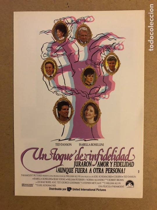 Kino: UN TOQUE DE INFIDELIDADES (TED DANSON, ISABELLA ROSELLINI). GU&Iacute;A PUBLICITARIA DE LA PEL&Iacute;CULA.