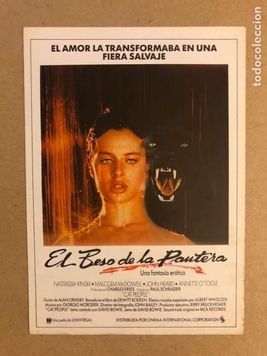 Cin&eacute;ma: EL BESO DE LA PANTERA (NATASSIA KINSKI). GU&Iacute;A PUBLICITARIA DE LA PEL&Iacute;CULA.