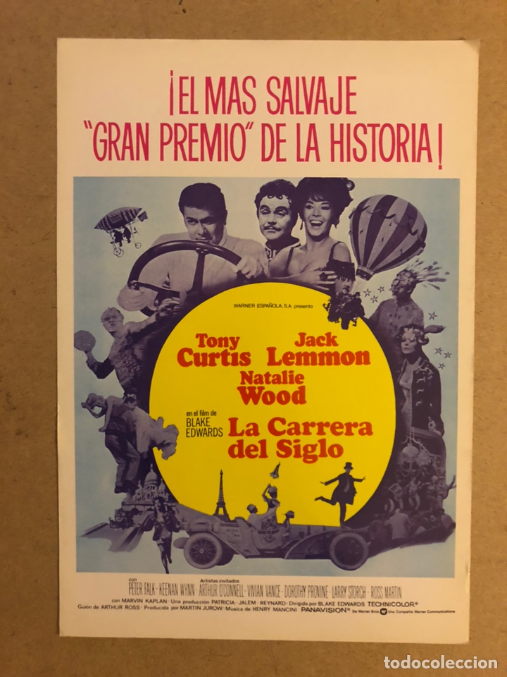 Cin&eacute;ma: LA CARRERA DEL SIGLO (TONY CURTIS, JACK LEMON, NATALIE WOOD). GU&Iacute;A PUBLICITARIA DE LA PEL&Iacute;CULA,