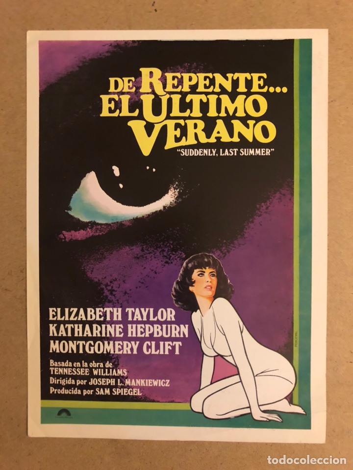 Cin&eacute;ma: DE REPENTE... EL &Uacute;LTIMO VERANO (LIZ TAYLOR, KATHERINE HEPBURN). GU&Iacute;A PUBLICITARIA DE LA PEL&Iacute;CULA.
