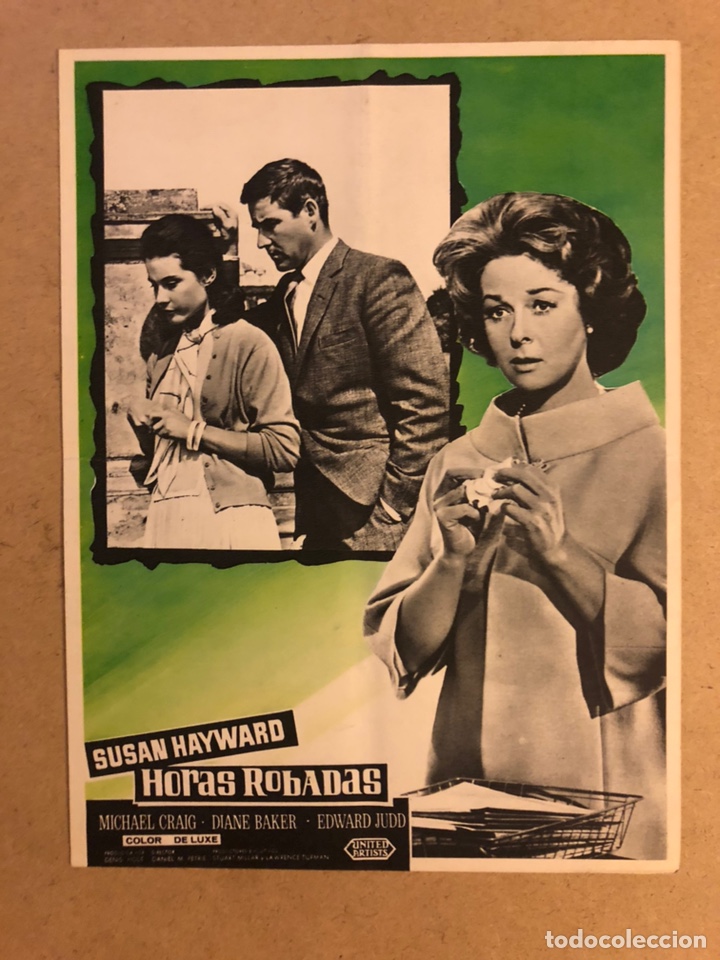 Cin&eacute;ma: HORAS ROBADAS (SUSAN HAYWARD). GU&Iacute;A PUBLICITARIA DE LA PEL&Iacute;CULA, IDEAL PARA ENMARCAR.