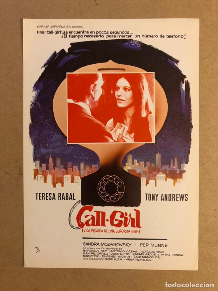 Kino: CALL GIRL (TERESA RABAL). GU&Iacute;A PUBLICITARIA DE LA PEL&Iacute;CULA, IDEAL PARA ENMARCAR.