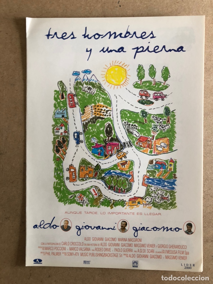 Cine: TRES HOMBRES Y UNA PIERNA (ALDO GIOVANNI GIACOMO Y MASSIMO VENIER). GU&Iacute;A PROMOCIONAL.
