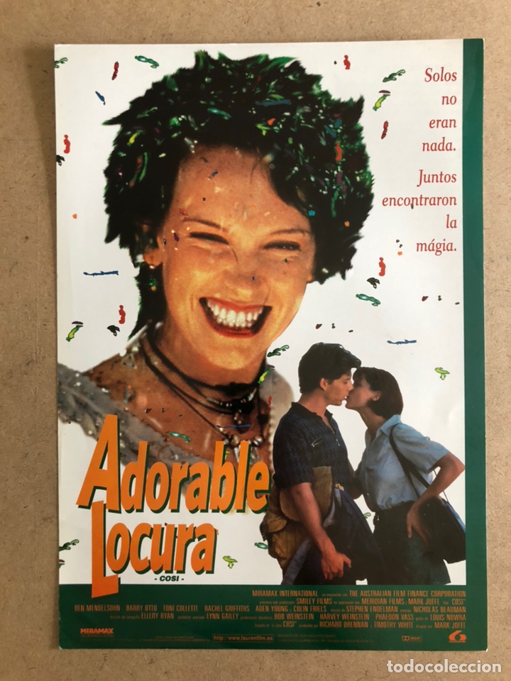 Cinema: ADORABLE LOCURA (MARK JOFFE). GU&Iacute;A PUBLICITARIA DE LA PEL&Iacute;CULA, IDEAL PARA ENMARCAR.