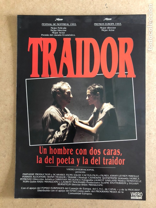 Cine: TRAIDOR (RADU MIGAILEANU). GU&Iacute;A PUBLICITARIA DE LA PEL&Iacute;CULA, IDEAL PARA ENMARCAR.