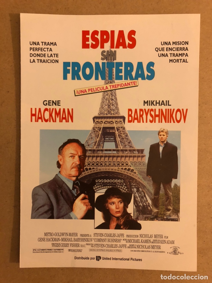 Cinema: ESP&Iacute;AS SIN FRONTERAS (GENE HACKMAN, MIKHAIL BARYSHNIKOV). GU&Iacute;A PUBLICITARIA DE LA PEL&Iacute;CULA.