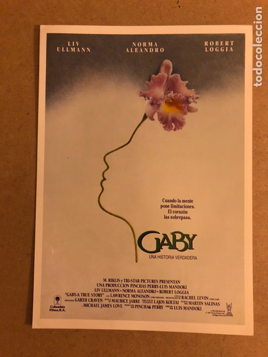 Cinema: GABY, UNA HISTORIA VERDADERA (LUIS MANDOKI). GU&Iacute;A PUBLICITARIA DE LA PEL&Iacute;CULA, IDEAL PARA ENMARCAR.