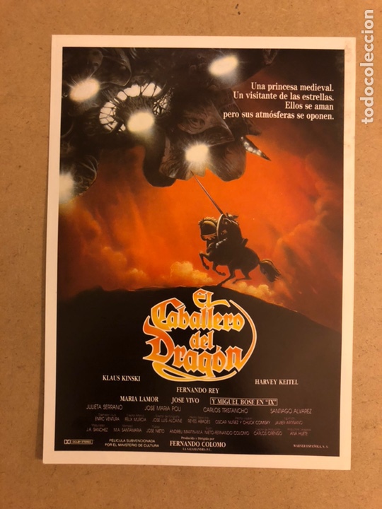 Kino: EL CABALLERO DEL DRAG&Oacute;N (KLAUS KINSKI, MIGUEL BOS&Eacute;). GU&Iacute;A PUBLICITARIA DE LA PEL&Iacute;CULA.