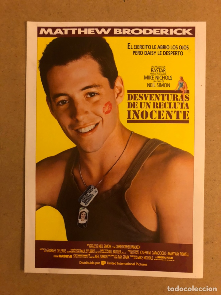 Cin&eacute;ma: DESVENTURAS DE UN RECLUTA INOCENTE (MATTHEW BRODERICK). GU&Iacute;A PUBLICITARIA DE LA PEL&Iacute;CULA.