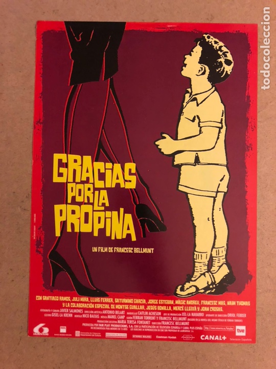 Cinema: GRACIAS POR LA PROPINA (FRANCESC BELLMUNT). GU&Iacute;A PUBLICITARIA DE LA PEL&Iacute;CULA, IDEAL PARA ENMARCAR.