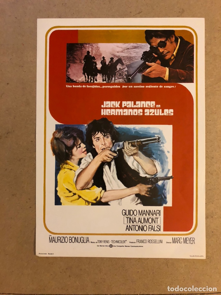 Cinema: HERMANOS AZULES (JACK PALANCE). GU&Iacute;A PUBLICITARIA DE LA PEL&Iacute;CULA, IDEAL PARA ENMARCAR.