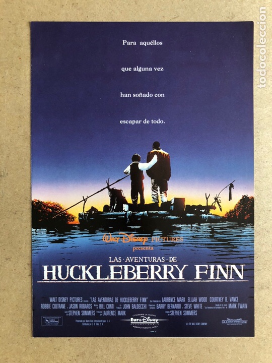 Kino: LAS AVENTURAS DE HUCKLEBERRY FINN (WALT DISNEY). GU&Iacute;A PUBLICITARIA DE LA PEL&Iacute;CULA.