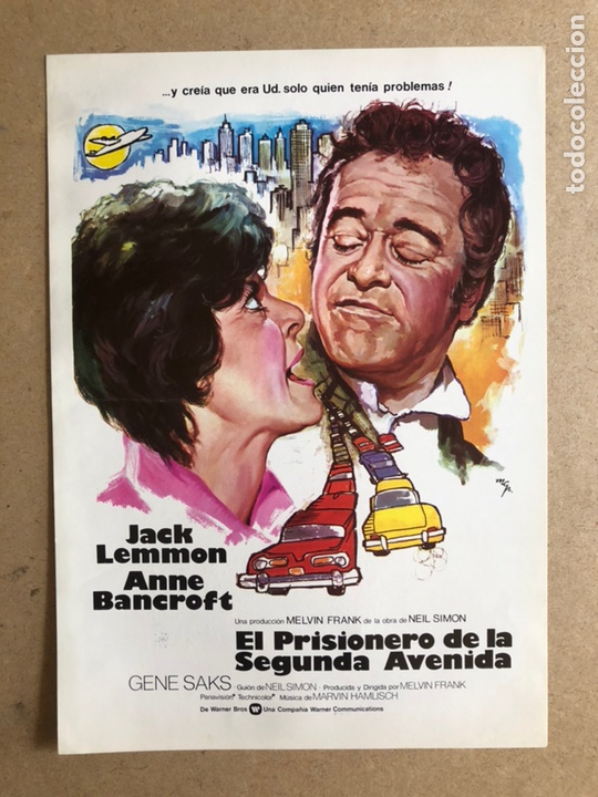 Cinema: EL PRISIONERO DE LA SEGUNDA AVENIDA (JACK LEMON). GU&Iacute;A PUBLICITARIA DE LA PEL&Iacute;CULA