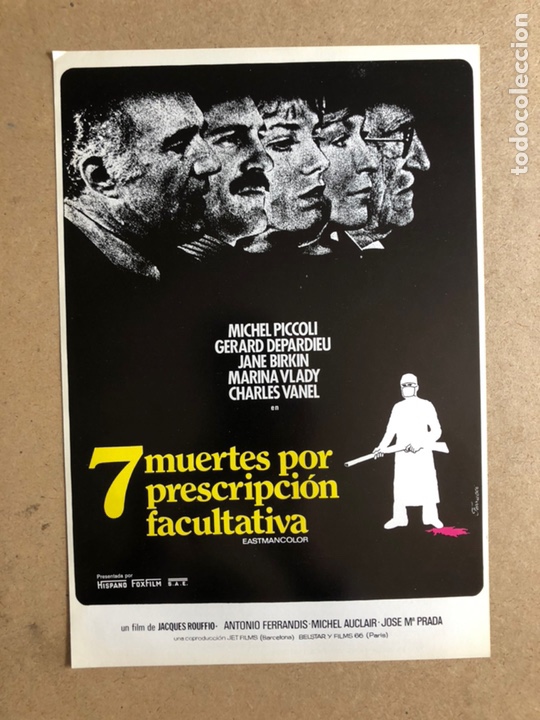 Cinema: 7 MUERTES POR PRESCRIPCI&Oacute;N FACULTATIVA (JANE BIRKIN, GERARD DEPARDIEU). GU&Iacute;A PUBLICITARIA PEL&Iacute;CULA