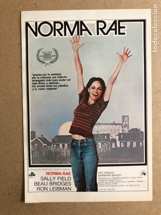 Cinema: NORMA RAE (SALLY FIELD). GU&Iacute;A PUBLICITARIA DE LA PEL&Iacute;CULA.