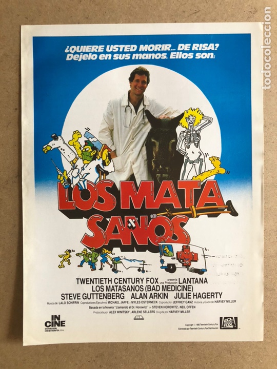 Cinema: LOS MATA SANOS (STEVE GUTTENBEEG). GU&Iacute;A PUBLICITARIA DE LA PEL&Iacute;CULA, IDEAL PARA ENMARCAR.