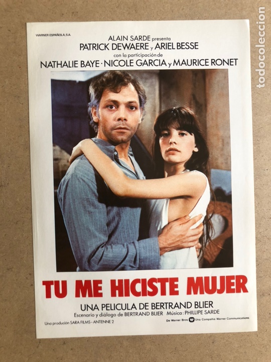 Cin&eacute;ma: TU ME HICISTE MUJER (BERTRAND BLIER). GU&Iacute;A PUBLICITARIA DE LA PEL&Iacute;CULA, IDEAL PARA ENMARCAR.