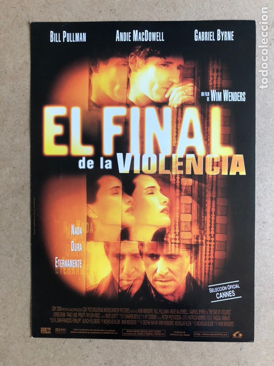 Cinema: EL FINAL DE LA VIOLENCIA (WIM WENDERS). GU&Iacute;A PUBLICITARIA DE LA PEL&Iacute;CULA, IDEAL PARA ENMARCAR.
