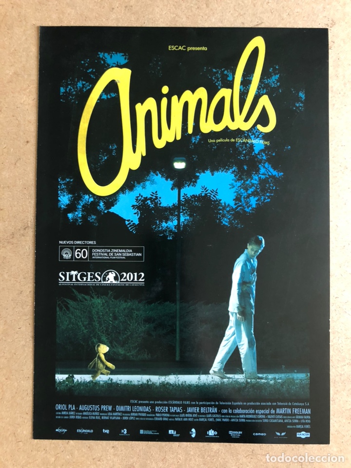 Cinema: ANIMALS (ORIOL PLA, ROSER TAPIAS). GU&Iacute;A PUBLICITARIA DE LA PEL&Iacute;CULA, IDEAL PARA ENMARCAR.