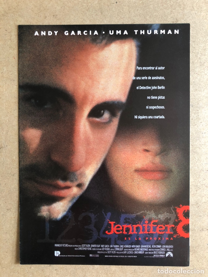 Cinema: JENNIFER 8 (ANDY GARC&Iacute;A, UMA THURMAN). GU&Iacute;A PROMOCIONAL DE LA PEL&Iacute;CULA.