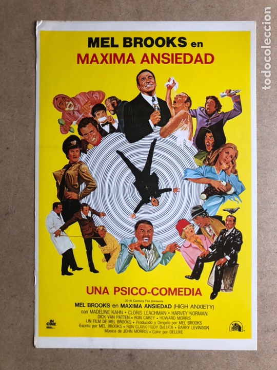 Cinema: MAXIMA ANSIEDAD (MEL BROOKS). GU&Iacute;A PROMOCIONAL DE LA PEL&Iacute;CULA, IDEAL PARA ENMARCAR.