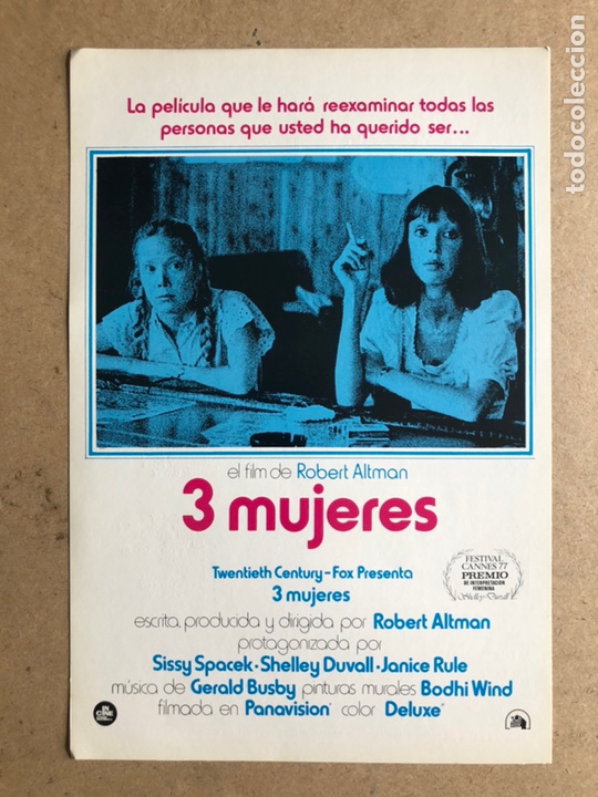 Cinema: 3 MUJERES (ROBERT ALTMAN). GU&Iacute;A PROMOCIONAL DE LA PEL&Iacute;CULA, IDEAL PARA ENMARCAR.