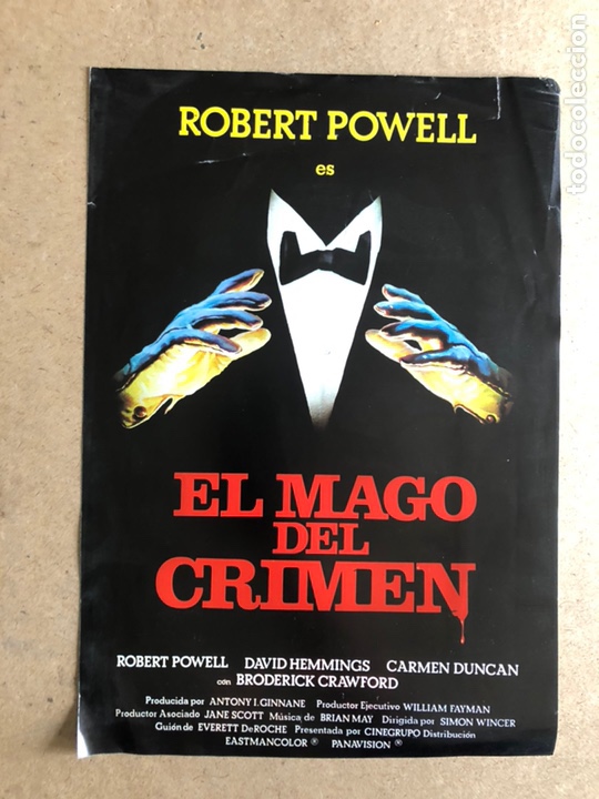 Cinema: EL MAGO DEL CRIMEN (ROBEERT POWELL). GU&Iacute;A PROMOCIONAL DE LA PEL&Iacute;CULA, IDEAL PARA ENMARCAR.
