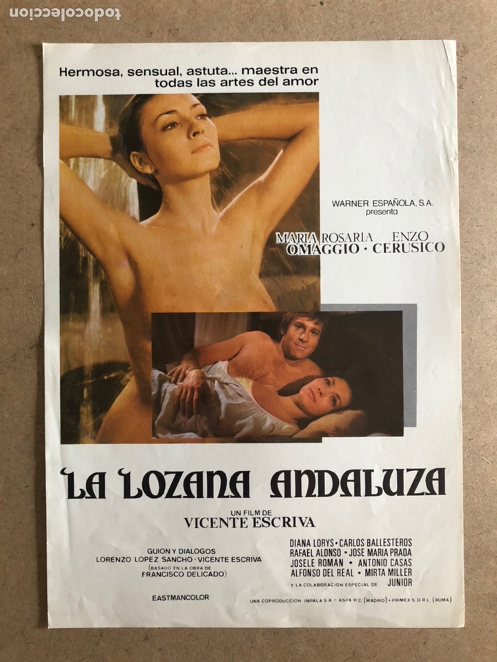 Cinema: LA LOZANA ANDALUZA (VICENTE ESCRIVA). GU&Iacute;A PROMOCIONAL DE LA PEL&Iacute;CULA, IDEAL PARA ENMARCAR.
