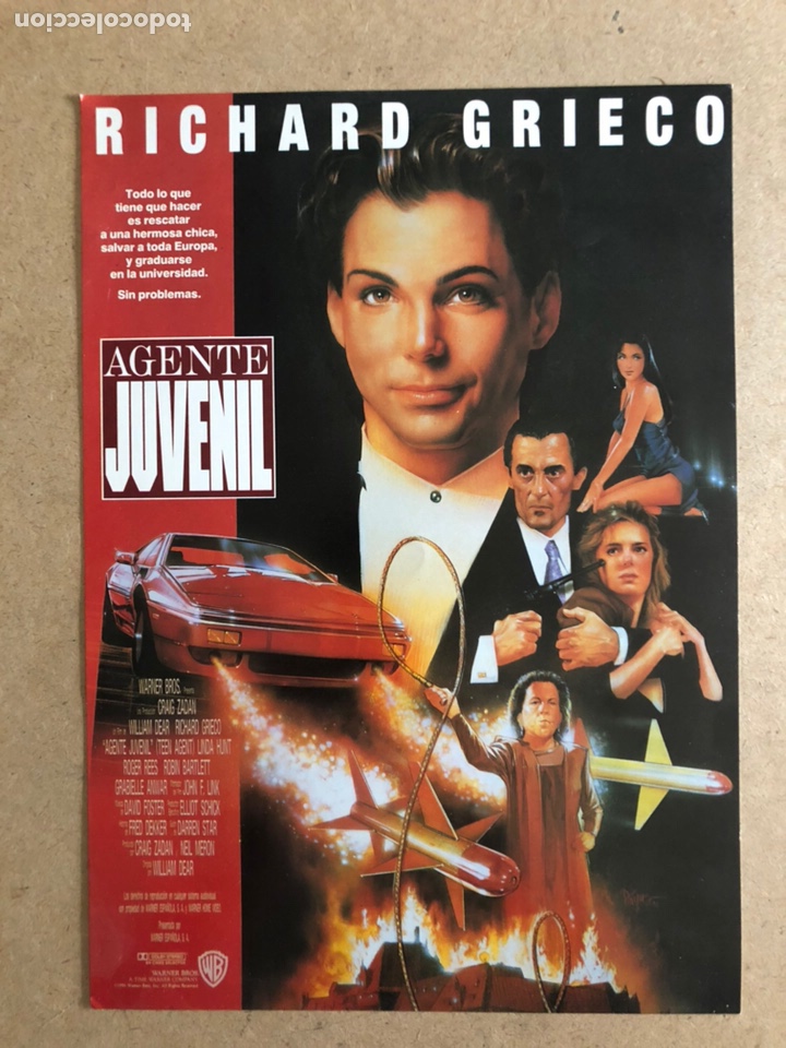 Cinema: AGENTE JUVENIL (RICHARD GRIECO). GU&Iacute;A PROMOCIONAL DE LA PEL&Iacute;CULA, IDEAL PARA ENMARCAR.