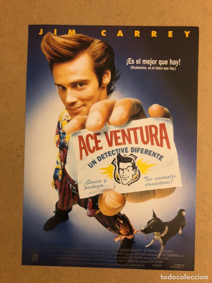 Cinema: ACE VENTURA (JIM CARREY). GU&Iacute;A PROMOCIONAL DE LA PEL&Iacute;CULA, IDEAL PARA ENMARCAR.