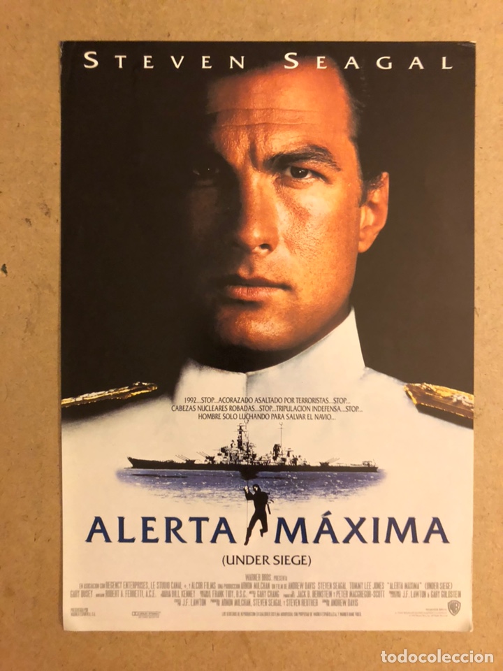 Kino: ALERTA M&Aacute;XIMA (STEVEN SEAGAL). GU&Iacute;A PROMOCIONAL DE LA PEL&Iacute;CULA, IDEAL PARA ENMARCAR.