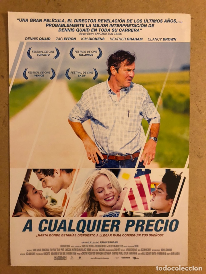 Cinema: A CUALQUIER PRECIO (ZAC EFRON). GU&Iacute;A PROMOCIONAL DE LA PEL&Iacute;CULA, IDEAL PARA ENMARCAR.