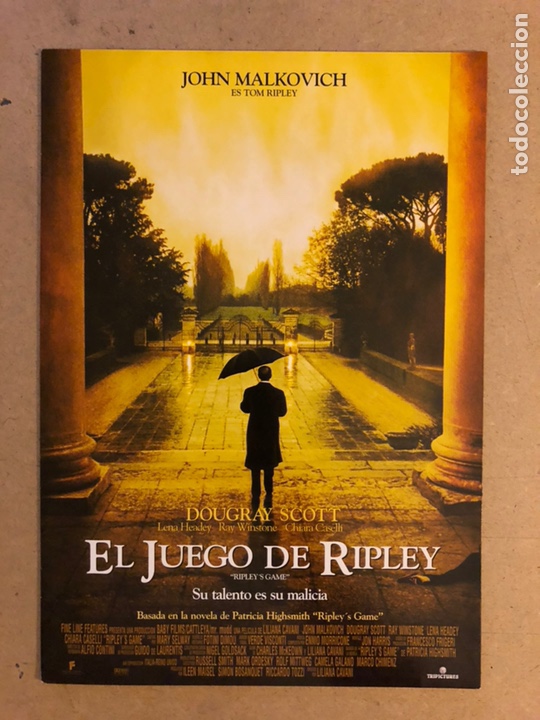 Kino: EL JUEGO DE RIPLEY (JOHN MALKOVICH). GU&Iacute;A PROMOCIONAL DE LA PEL&Iacute;CULA.