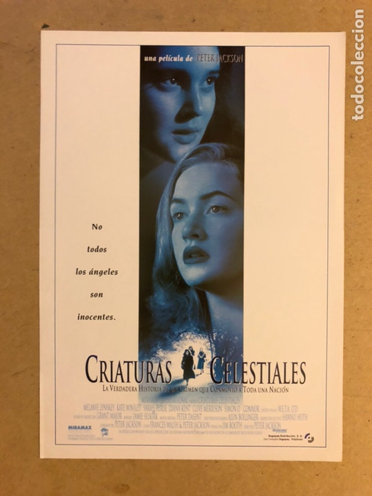 Cine: CRIATURAS CELESTIALES (PETER JACKSON). GU&Iacute;A PROMOCIONAL DE LA PEL&Iacute;CULA, IDEAL PARA ENMARCAR.