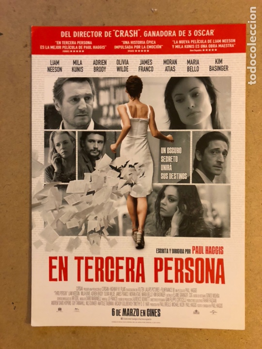 Kino: EN TERCERA PERSONA (LIAM NEESON, MILA KUNIS,...). GU&Iacute;A PROMOCIONAL DE LA PEL&Iacute;CULA.