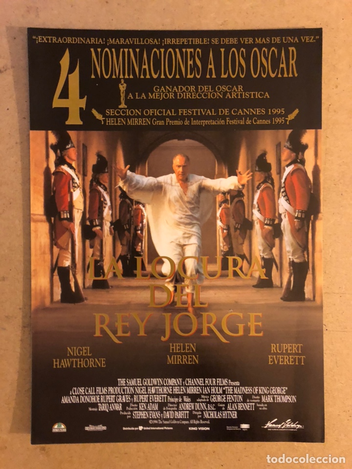 Cinema: LA LOCURA DEL REY JORGE (HELEN MIRREN). GU&Iacute;A PROMOCIONAL DE LA PEL&Iacute;CULA, IDEAL PARA ENMARCAR.