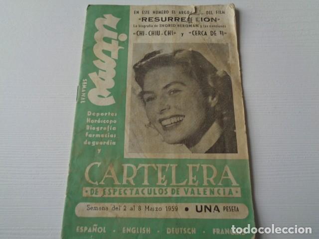 Kino: VALENCIA. CARTELERA DE ESPECT&Aacute;CULOS. MARZO 1959