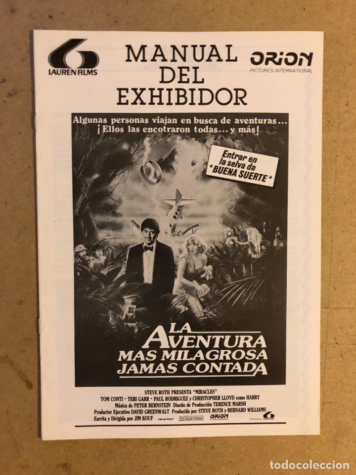 Cin&eacute;ma: MANUAL DEL EXHIBIDOR, LA AVENTURA M&Aacute;S MILAGROSA JAM&Aacute;S CONTADA (STEVE ROTH). 8 P&Aacute;GINAS, EN PERFECTO E