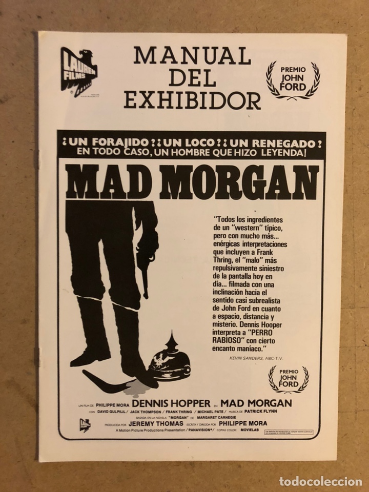 Cin&eacute;ma: MANUAL DEL EXHIBIDOR, MAD MORGAN (DENNIS HOPPER, PHILIPPE MORA). 8 P&Aacute;GINAS, EN PERFECTO