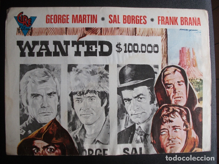 Cine: GU&Iacute;A PUBLICITARIA DE LA PEL&Iacute;CULA 3 SUPERHOMBRES EN EL OESTE, GEORGE MARTIN, AGATA LYS,2 HOJAS