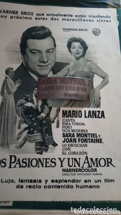 Cine: Sara montiel dos pasiones y un amor propaganda de prensa