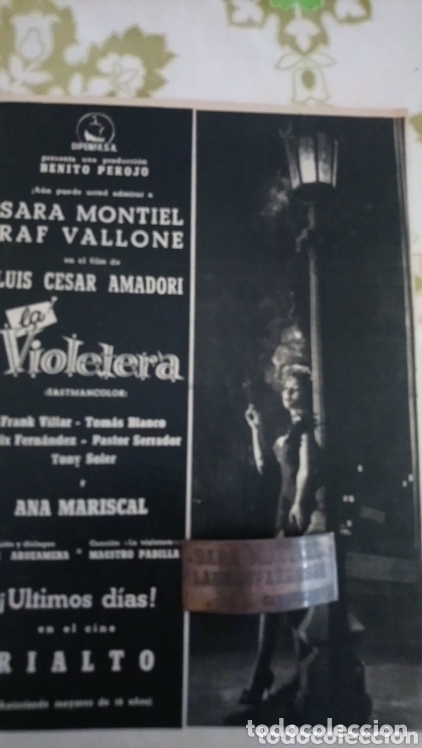 Cine: Sara montiel en la violetera propaganda de prensa