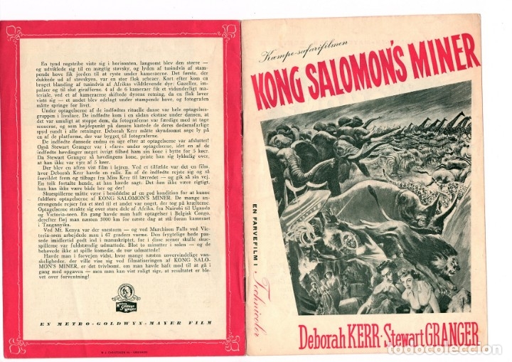 Kino: FOLLETO DE MANO DAN&Eacute;S - LAS MINAS DEL REY SALOM&Oacute;N - STEWART GRANGER - 1950