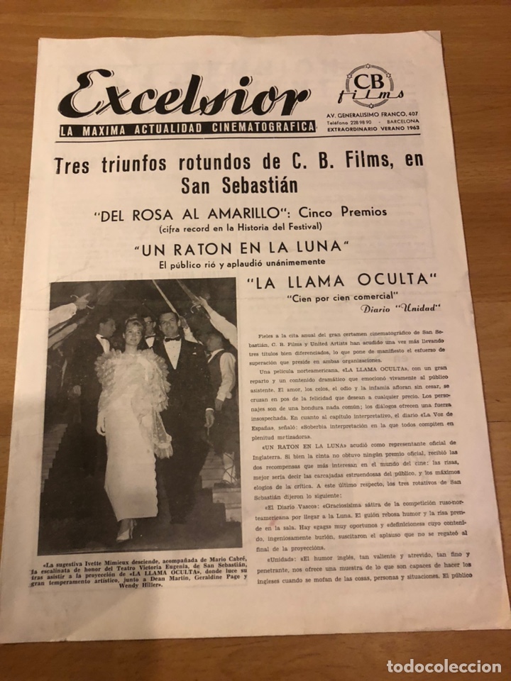 Cine: Excelsior CB films actualidad cinematogr&aacute;fica 1963.marilyn monroe con faldas y a lo Loco