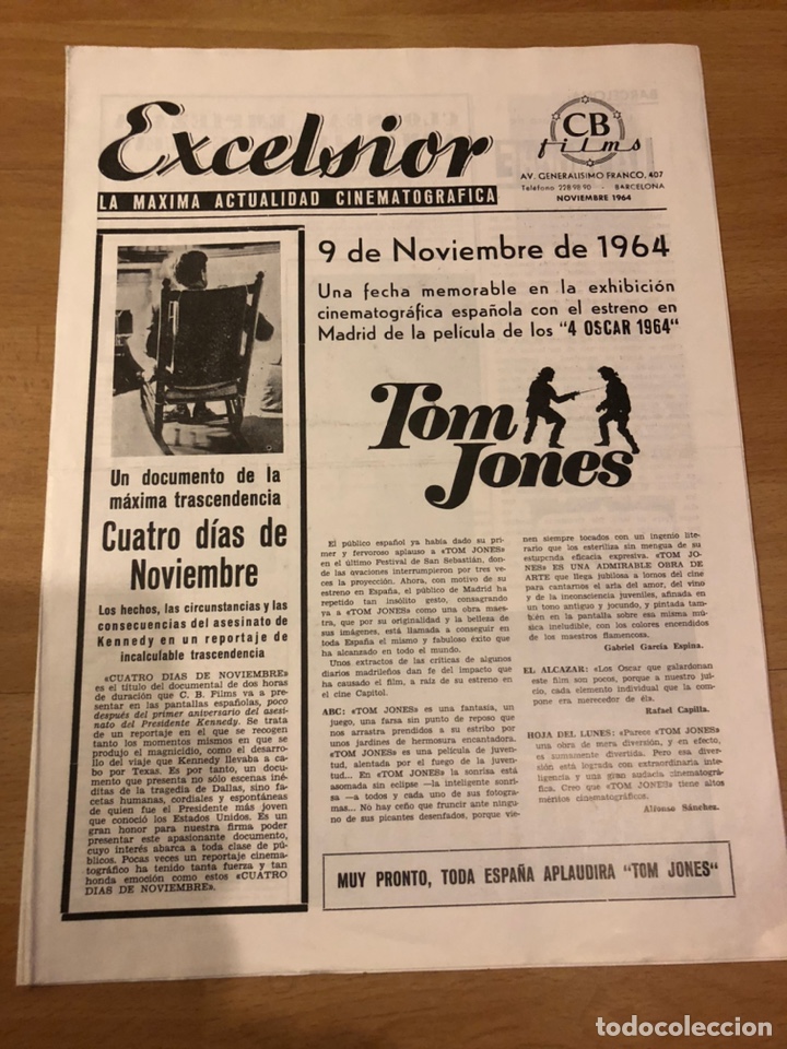 Cine: Excelsior CB films actualidad cinematogr&aacute;fica noviembre 1964 james bond desde Rusia amor la tia tula