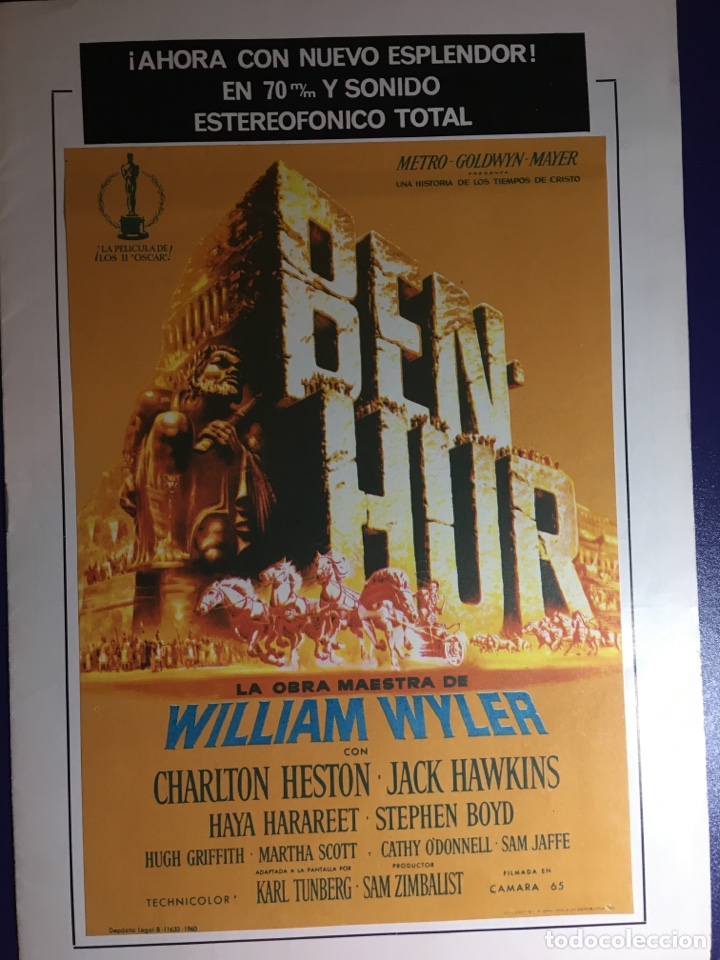Cine: guia publicitaria de Ben-Hur para su rebestreno en Espa&ntilde;a en 70mm