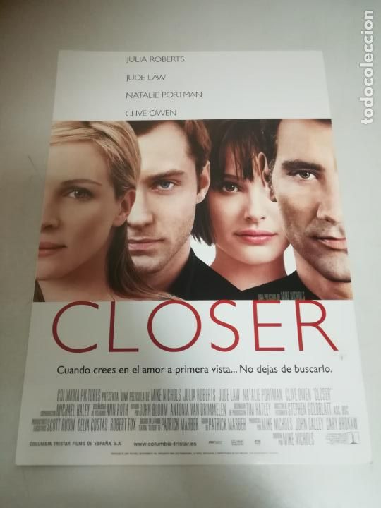 Kino: GUIA DE CINE. CLOSER. JULIA ROBERTS, JUDE LAW, NATALIE PORTMAN, CLIVE OWEN. VER INTERIOR