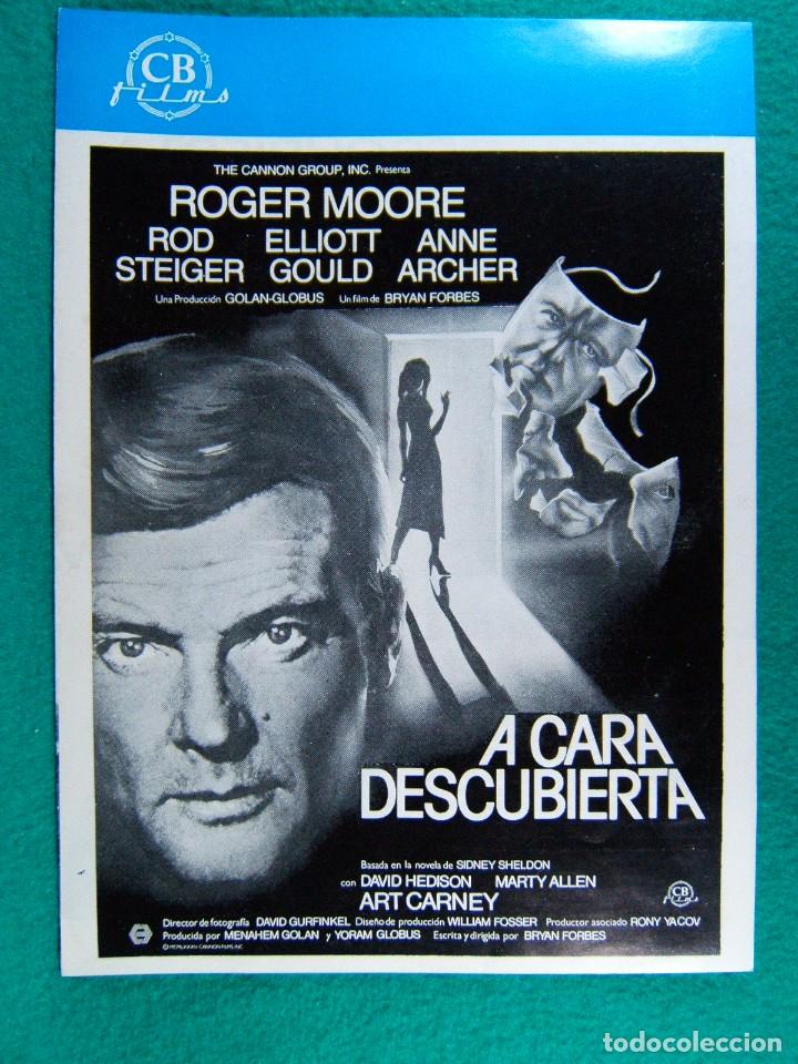 Cine: A CARA DESCUBIERTA-BRYAN FORBES-ROGER MOORE-ROD STEIGER-ELLIOT GOULD-CB FILMS-2 HOJAS-1984.